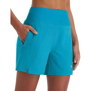 image:imagebaleaf Womens 5 Swim Shorts High Waisted Quick Dry Swimming Bottom Boxer Liner Board Beach Shorts with Zipper PocketsAqua Blue