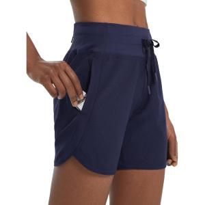 image:imagebaleaf Womens 5 Workout Shorts Athletic Running Shorts High Waisted with Zipper Pocket Gym Quick Dry Hiking SportsNavy