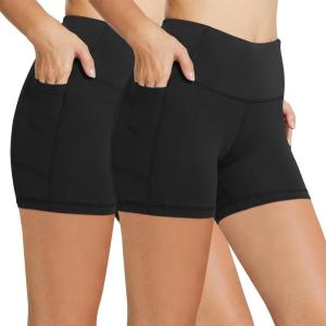 image:imagebaleaf Womens 8 5 3 Biker Shorts High Waist Yoga Workout Gym Running Volleyball Spandex Shorts with PocketsBlackblack