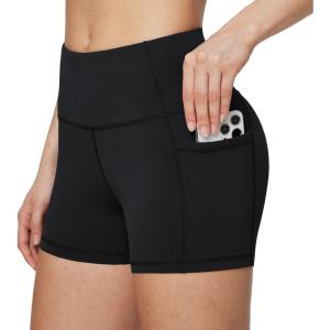 image:imagebaleaf Womens 8 5 3 Biker Shorts High Waist Yoga Workout Gym Running Volleyball Spandex Shorts with PocketsBlackclassic