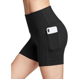 image:imagebaleaf Womens 8 5 3 Biker Shorts High Waist Yoga Workout Gym Running Volleyball Spandex Shorts with PocketsBlacksofter