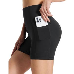 image:imagebaleaf Womens 8 5 3 Biker Shorts High Waist Yoga Workout Gym Running Volleyball Spandex Shorts with PocketsBlackstretchierlycra