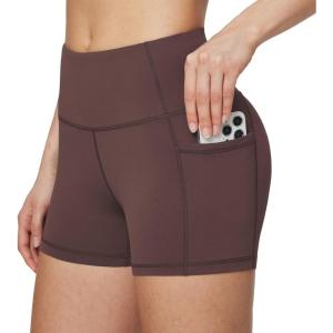 image:imagebaleaf Womens 8 5 3 Biker Shorts High Waist Yoga Workout Gym Running Volleyball Spandex Shorts with PocketsBrownclassic