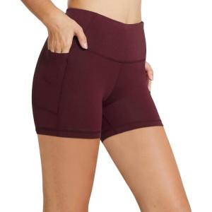 image:imagebaleaf Womens 8 5 3 Biker Shorts High Waist Yoga Workout Gym Running Volleyball Spandex Shorts with PocketsBruby Wine5