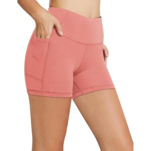 image:imagebaleaf Womens 8 5 3 Biker Shorts High Waist Yoga Workout Gym Running Volleyball Spandex Shorts with PocketsCoral Pinkclassic