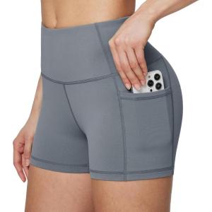 image:imagebaleaf Womens 8 5 3 Biker Shorts High Waist Yoga Workout Gym Running Volleyball Spandex Shorts with PocketsGrayclassic