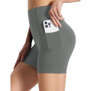 image:imagebaleaf Womens 8 5 3 Biker Shorts High Waist Yoga Workout Gym Running Volleyball Spandex Shorts with PocketsGraystretchierlycra