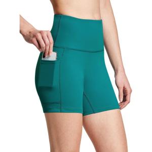 image:imagebaleaf Womens 8 5 3 Biker Shorts High Waist Yoga Workout Gym Running Volleyball Spandex Shorts with PocketsGreensofter