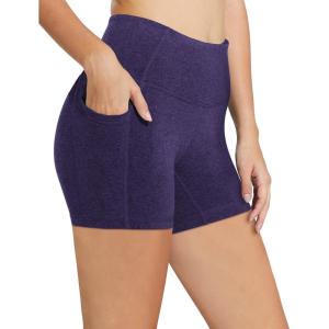 image:imagebaleaf Womens 8 5 3 Biker Shorts High Waist Yoga Workout Gym Running Volleyball Spandex Shorts with PocketsHeather Purpleclassic