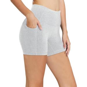 image:imagebaleaf Womens 8 5 3 Biker Shorts High Waist Yoga Workout Gym Running Volleyball Spandex Shorts with PocketsLight Greyclassic