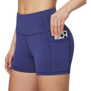 image:imagebaleaf Womens 8 5 3 Biker Shorts High Waist Yoga Workout Gym Running Volleyball Spandex Shorts with PocketsNavy Blueclassic