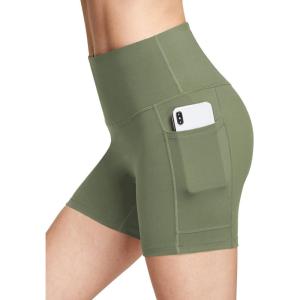 image:imagebaleaf Womens 8 5 3 Biker Shorts High Waist Yoga Workout Gym Running Volleyball Spandex Shorts with PocketsNavy Greensofter