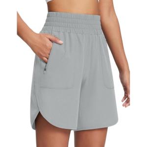image:imagebaleaf Womens Athletic Shorts 7 Inch Long Running Workout Hiking Shorts High Waisted Quick Dry Zipper Pockets UPF50Grey