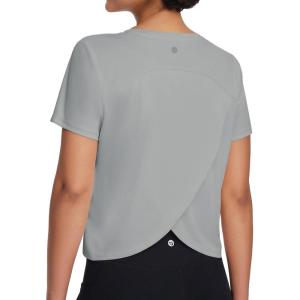 image:imagebaleaf Womens Athletic Sun Shirts Short Sleeve Running Tops Workout Cropped Split Back UPF 50 Quick Dry LightweightGrey