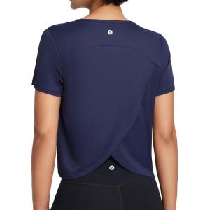 image:imagebaleaf Womens Athletic Sun Shirts Short Sleeve Running Tops Workout Cropped Split Back UPF 50 Quick Dry LightweightNavy