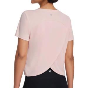 image:imagebaleaf Womens Athletic Sun Shirts Short Sleeve Running Tops Workout Cropped Split Back UPF 50 Quick Dry LightweightPink