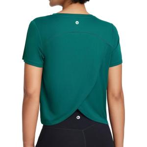 image:imagebaleaf Womens Athletic Sun Shirts Short Sleeve Running Tops Workout Cropped Split Back UPF 50 Quick Dry LightweightTeal Green