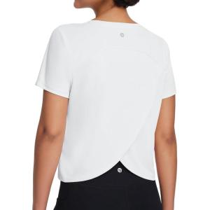 image:imagebaleaf Womens Athletic Sun Shirts Short Sleeve Running Tops Workout Cropped Split Back UPF 50 Quick Dry LightweightWhite
