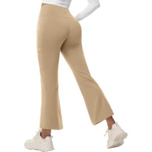 image:imagebaleaf Womens Fleece Lined Pants Winter Thermal Water Resistant Crossover Flare Leggings Warm Bootcut Hiking OutdoorBrown