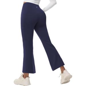 image:imagebaleaf Womens Fleece Lined Pants Winter Thermal Water Resistant Crossover Flare Leggings Warm Bootcut Hiking OutdoorNavy