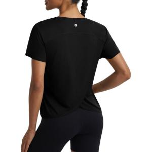 image:imagebaleaf Womens Short Sleeve Workout Shirts Athletic Tops Sun Protection Breathable TShirts Quick Dry Gym Running TennisBlack
