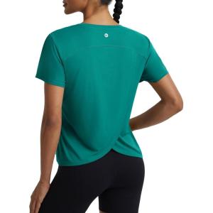 image:imagebaleaf Womens Short Sleeve Workout Shirts Athletic Tops Sun Protection Breathable TShirts Quick Dry Gym Running TennisGreen