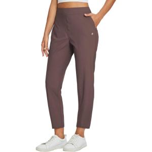 image:imagebaleaf Womens Travel Pants Lightweight Stretch with Zipper Pockets Petite Ankle Dressy Golf Work Business Casual SlacksTrip Brown