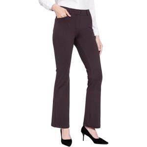 image:imagebaleaf Womens Yoga Dress Pants Stretchy Work Slacks Business Casual Straight LegBootcut Pull on Trousers w 4 PocketsChocolate Brown