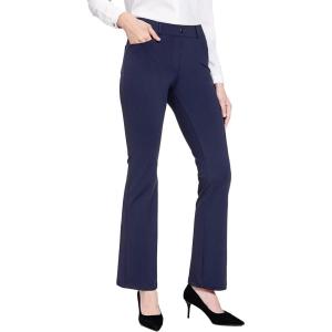 image:imagebaleaf Womens Yoga Dress Pants Stretchy Work Slacks Business Casual Straight LegBootcut Pull on Trousers w 4 PocketsNavy Blue