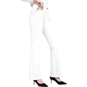 image:imagebaleaf Womens Yoga Dress Pants Stretchy Work Slacks Business Casual Straight LegBootcut Pull on Trousers w 4 PocketsWhite