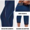 image:imagebaleaf Womens Bike Pants High Waist 4D Padded Cycling Capris Shorts 34 Biking Tights Pockets UPF50Blue