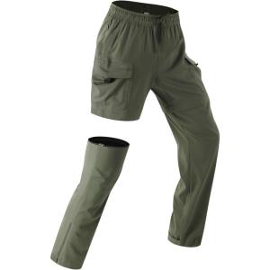 image:imagebaleaf Womens Hiking Pants 29 Convertible ZipOff Pants with 6 Pockets Lightweight Quick Dry Water Resistant UPF 50Army Green