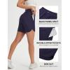 image:imagebaleaf 7 Womens Running Shorts Athletic Quick Dry Shorts Crossover High Waisted Workout Hiking Zipper Pockets UPF50Navy Blue