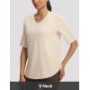 image:imagebaleaf Womens Half Sleeve Athletic Shirts V Neck Elbow Short Sleeve Workout Tops UPF 50 Sun Protection UV Yoga RunningLight Brown