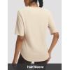 image:imagebaleaf Womens Half Sleeve Athletic Shirts V Neck Elbow Short Sleeve Workout Tops UPF 50 Sun Protection UV Yoga RunningLight Brown