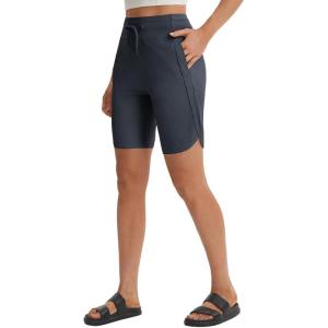 image:imagebaleaf Womens 9 Bermuda Knee Length Athletic Running Long Shorts with Pockets Quick Dry Shorts High Waisted UPF 50Dark Gray