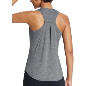 image:imagebaleaf Womens Athletic Tank Tops Workout Sleeveless Running Racerback Shirts Quick Dry Breathable Yoga Tennis Gym01grey