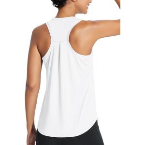 image:imagebaleaf Womens Athletic Tank Tops Workout Sleeveless Running Racerback Shirts Quick Dry Breathable Yoga Tennis Gym01white