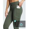 image:imagebaleaf Womens Fleece Lined Leggings Water Resistant High Waisted Thermal Warm Winter Tights Ski Hiking Pants with PocketsArmy Green