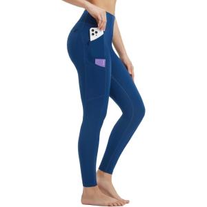 image:imagebaleaf Womens Leggings with 6 Pockets 25 High Waisted Workout Yoga Tummy Control 78 Ankle PantsNavy Blue