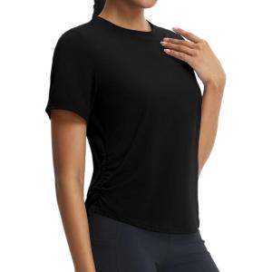 image:imagebaleaf Womens Short Sleeve Yoga Shirts Soft UPF 50 Workout Tops Sun Protection Athletic TShirtsBlack