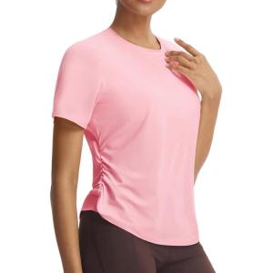 image:imagebaleaf Womens Short Sleeve Yoga Shirts Soft UPF 50 Workout Tops Sun Protection Athletic TShirtsLight Pink