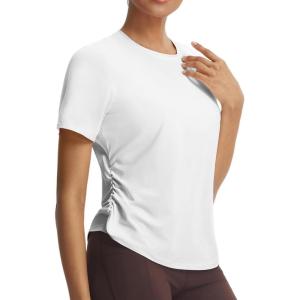 image:imagebaleaf Womens Short Sleeve Yoga Shirts Soft UPF 50 Workout Tops Sun Protection Athletic TShirtsStar White