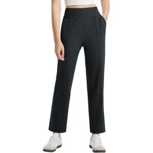 image:imagebaleaf Womens Travel Pants Lightweight Business Casual Work Pants Stretch Petite Ankle Golf Slacks with Pockets UPF50Black