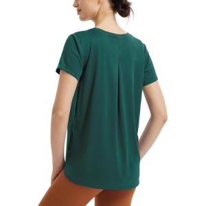 image:imagebaleaf Womens Short Sleeve Workout Shirts Athletic Running Yoga Tops with Curved Hem Quick Dry Sun TShirt UPF 50Green