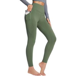 image:imagebaleaf Womens Petite Fleece Lined Leggings with Pockets 25 Thermal Winter Warm High Waisted Thick 78 Yoga PantsGreen25