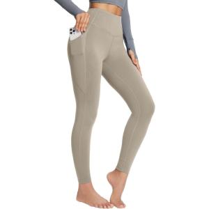 image:imagebaleaf Womens Petite Fleece Lined Leggings with Pockets 25 Thermal Winter Warm High Waisted Thick 78 Yoga PantsWeathered Teak25