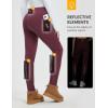 image:imagebaleaf Thick Leggings for Women Water Resistant Snow Pants Fleece Lined Leggings Winter Ski Hiking Pants with Zip PocketsWine Red