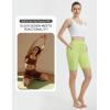 image:imagebaleaf Women 8 Biker Shorts with Pockets High Waisted Workout Short Tummy Control Yoga Gym Spandex Running VolleyballLime Green