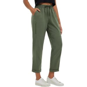 image:imageBALEAF Womens Hiking Pants Ripstop Water Resistant Lightweight Golf Pants Quick Dry Zip Pockets Work Travel ClothesArmy Green